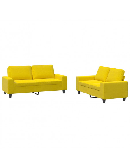 Set di Divani 2 pz Giallo Chiaro in Tessuto