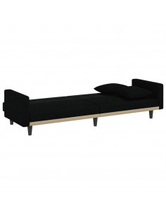 Divano Letto con Cuscini Nero in Tessuto 2