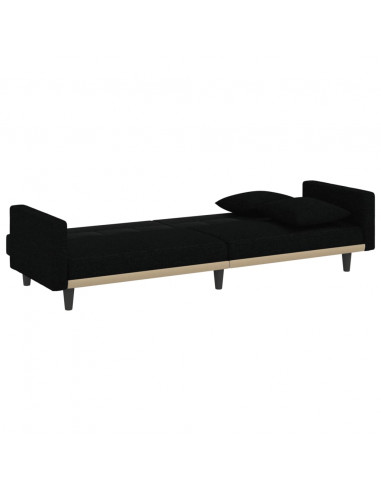 Divano Letto con Cuscini Nero in Tessuto