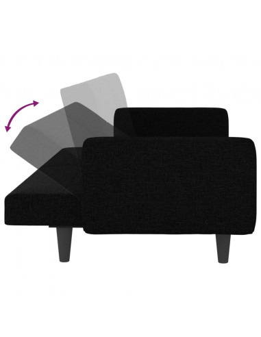 Divano Letto con Cuscini Nero in Tessuto