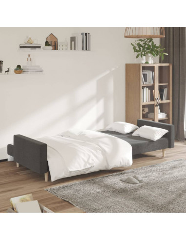 Divano Letto a 2 Posti Grigio Scuro in Tessuto