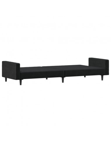 Divano Letto a 2 Posti Nero in Velluto