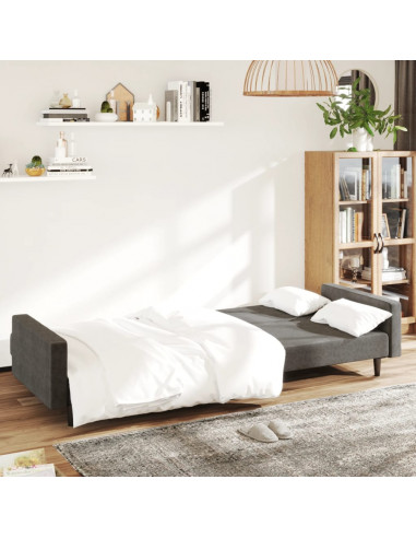 Divano Letto a 2 Posti Grigio Scuro in Velluto