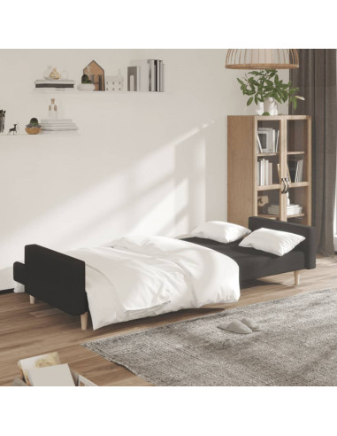 Divano Letto a 2 Posti Nero in Tessuto