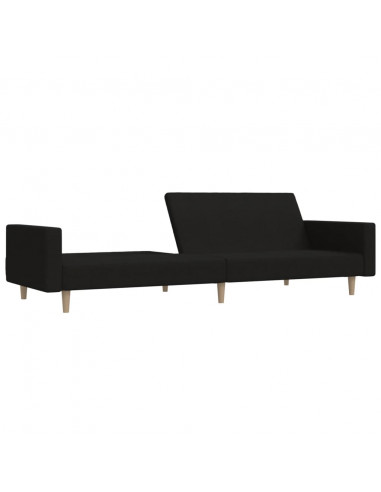 Divano Letto a 2 Posti Nero in Tessuto