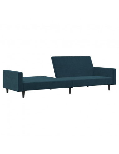 Divano Letto a 2 Posti Blu in Velluto