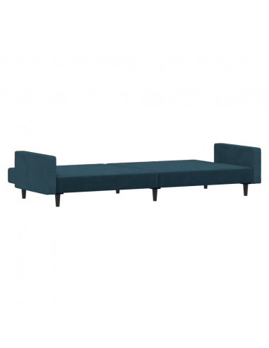 Divano Letto a 2 Posti Blu in Velluto