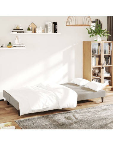 Divano Letto a 2 Posti Grigio Chiaro in Velluto