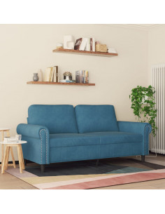 Divano a 2 Posti Blu 140 cm in Velluto 2
