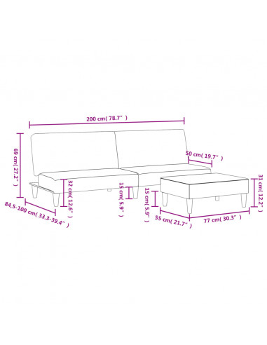 Divano Letto 2 Posti con Poggiapiedi Grigio Scuro in Velluto