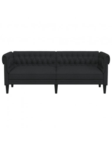 Divano Chesterfield a 3 Posti Nero in Tessuto