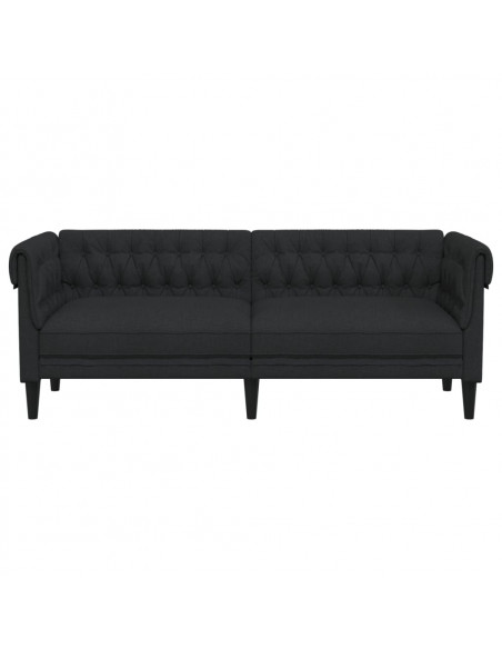 Divano Chesterfield a 3 Posti Nero in Tessuto