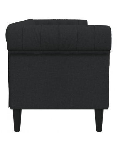 Divano Chesterfield a 3 Posti Nero in Tessuto