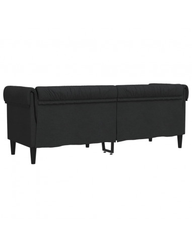 Divano Chesterfield a 3 Posti Nero in Tessuto