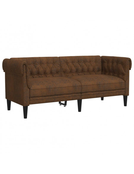 Divano Chesterfield a 2 Posti Marrone in Tessuto