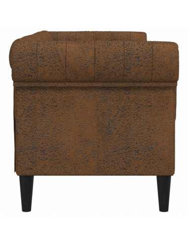 Divano Chesterfield a 2 Posti Marrone in Tessuto