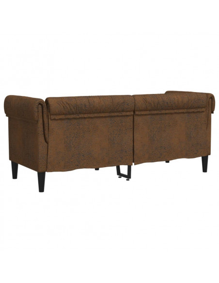 Divano Chesterfield a 2 Posti Marrone in Tessuto