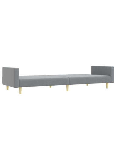 Divano Letto a 2 Posti con Poggiapiedi Grigio Chiaro in Tessuto