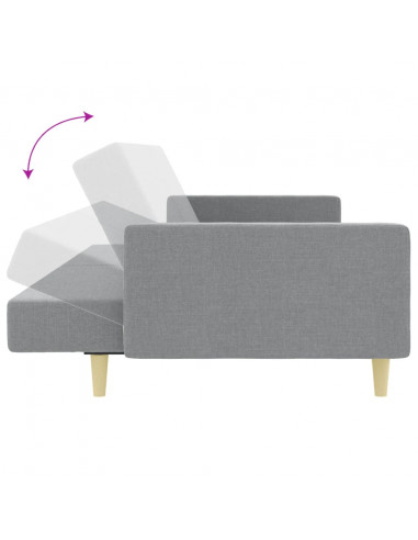 Divano Letto a 2 Posti con Poggiapiedi Grigio Chiaro in Tessuto