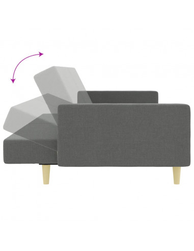 Divano Letto a 2 Posti con Poggiapiedi Grigio Scuro in Tessuto