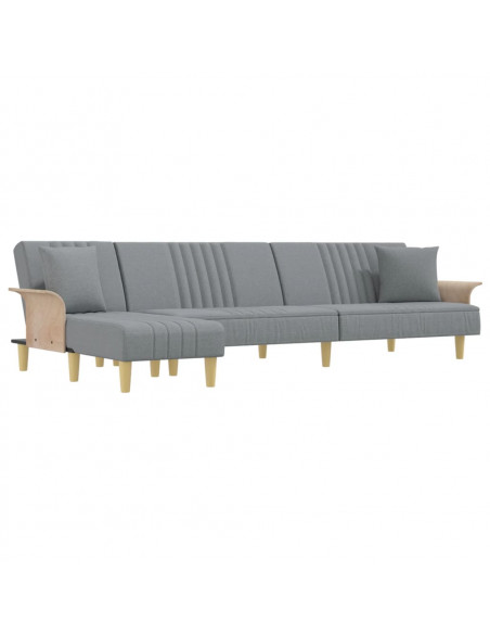 Divano Letto a L Grigio Chiaro 279x140x70 cm in Tessuto