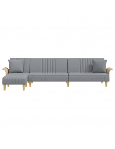 Divano Letto a L Grigio Chiaro 279x140x70 cm in Tessuto 2