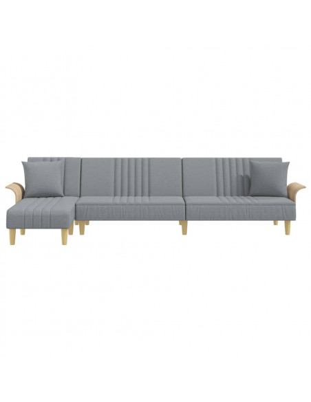 Divano Letto a L Grigio Chiaro 279x140x70 cm in Tessuto