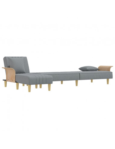 Divano Letto a L Grigio Chiaro 279x140x70 cm in Tessuto