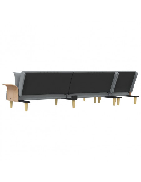 Divano Letto a L Grigio Chiaro 279x140x70 cm in Tessuto