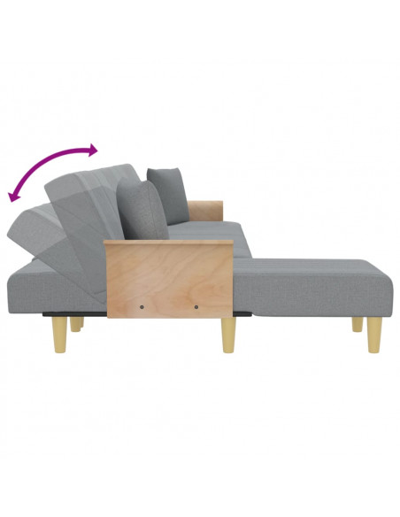 Divano Letto a L Grigio Chiaro 279x140x70 cm in Tessuto