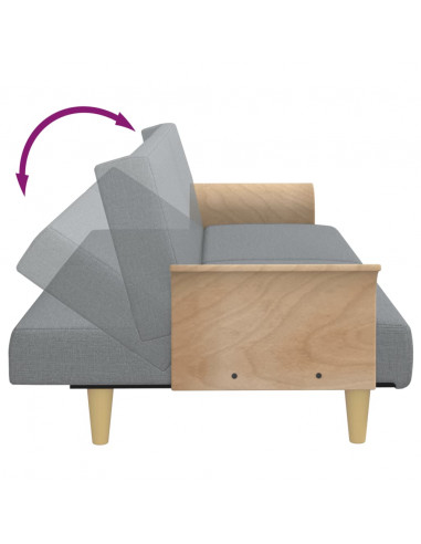 Divano Letto 2Posti Cuscini e Poggiapiedi Grigio Chiaro Velluto