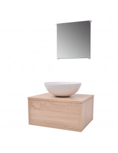 Mobili da Bagno con Lavabo Set 3 pz Beige