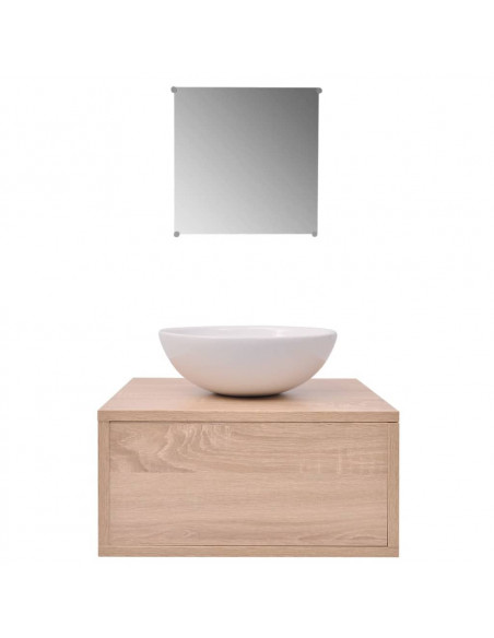 Mobili da Bagno con Lavabo Set 3 pz Beige