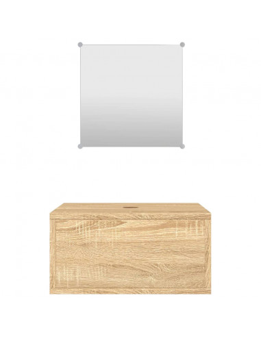 Set Mobili da Bagno 2 pz Rovere in Legno Multistrato