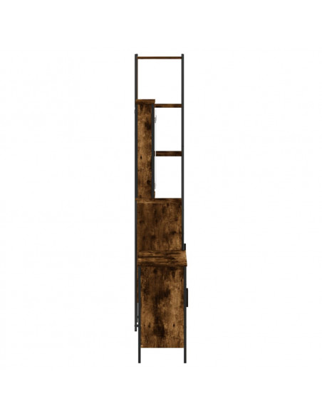 Set Mobili da Bagno 3 pz Rovere Fumo in Legno Multistrato