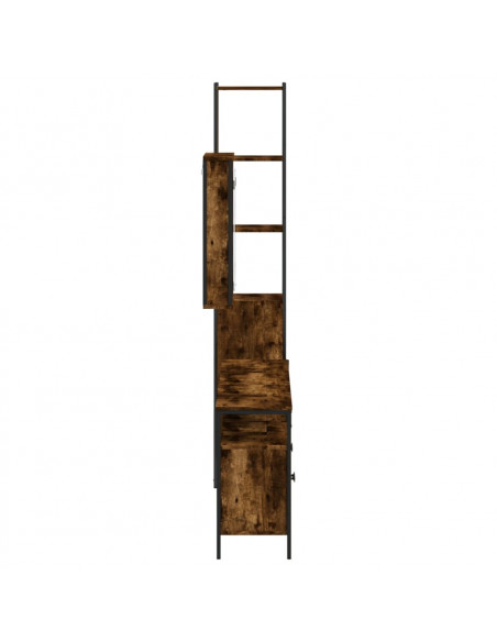 Set Mobili da Bagno 4 pz Rovere Fumo in Legno Multistrato