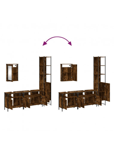 Set Mobili da Bagno 4 pz Rovere Fumo in Legno Multistrato