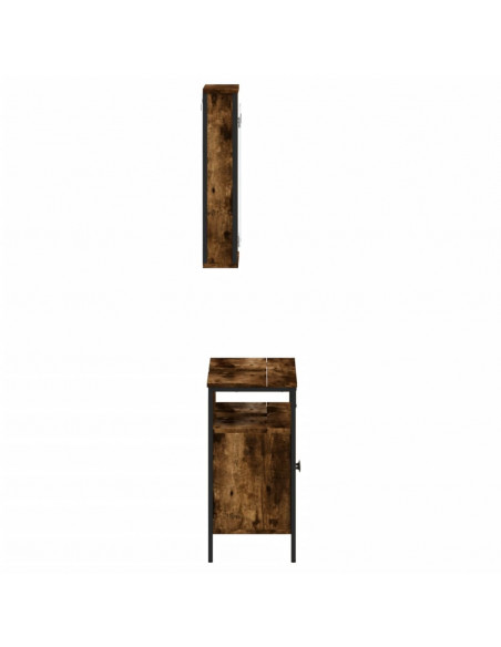 Set Mobili da Bagno 2 pz Rovere Fumo in Legno Multistrato