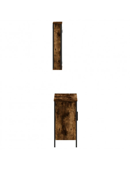 Set Mobili da Bagno 2 pz Rovere Fumo in Legno Multistrato