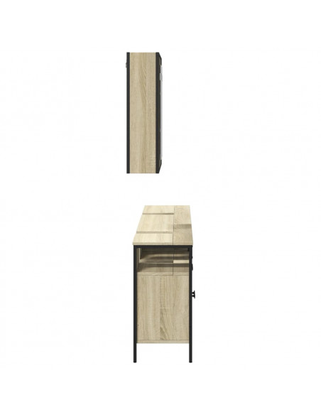 Set di Mobili da Bagno 3 pz Rovere Sonoma in Legno Multistrato