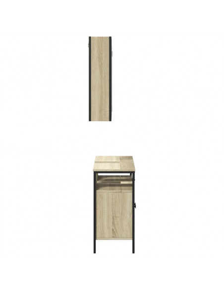 Set Mobili da Bagno 2 pz Rovere Sonoma in Legno Multistrato