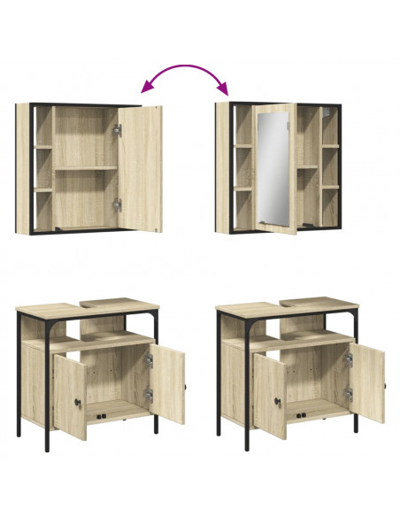 Set Mobili da Bagno 2 pz Rovere Sonoma in Legno Multistrato