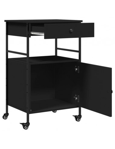 Carrello da Cucina Nero 56x43x89,5 cm in Legno Multistrato