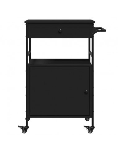 Carrello da Cucina Nero 56x43x89,5 cm in Legno Multistrato