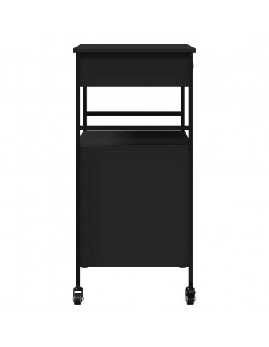 Carrello da Cucina Nero 56x43x89,5 cm in Legno Multistrato