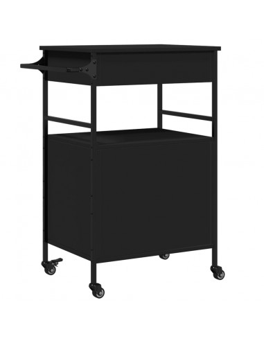 Carrello da Cucina Nero 56x43x89,5 cm in Legno Multistrato
