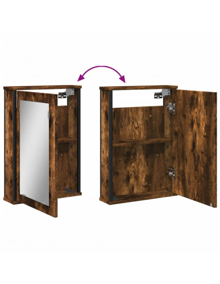 Mobile Bagno Specchio Rovere Fumo 42x12x60 cm Legno Multistrato
