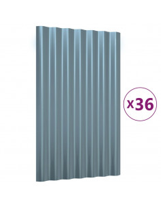 Pannelli Tetto 36pz Acciaio Verniciato a Polvere Grigio 60x36cm