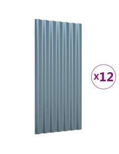 Pannelli Tetto 12pz Acciaio Verniciato a Polvere Grigio 80x36cm
