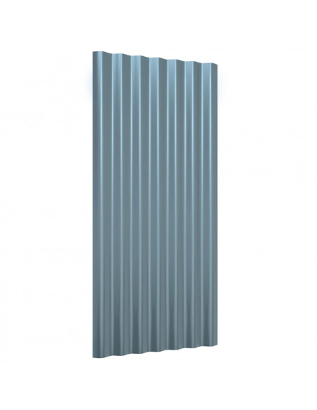 Pannelli Tetto 12pz Acciaio Verniciato a Polvere Grigio 80x36cm